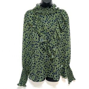NWT Eloquii Elements Woman Green Floral Blouse Size 16